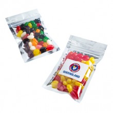 SILVER ZIP LOCK BAG WITH JELLY MINI BEANS 50G